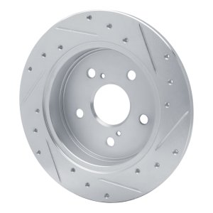 Lexus ES350 Brake Rotor (1) - Rear Left - R1 Concepts - Drilled & Slotted - Silver - `15-`25